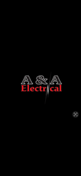 Logo for "A & A Electrical" with a dark background. Text is a mix of red and gray.