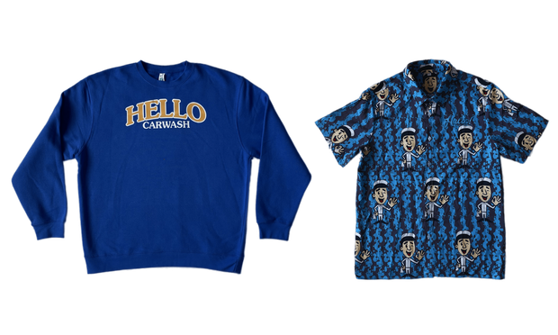 Blue sweatshirt with gold