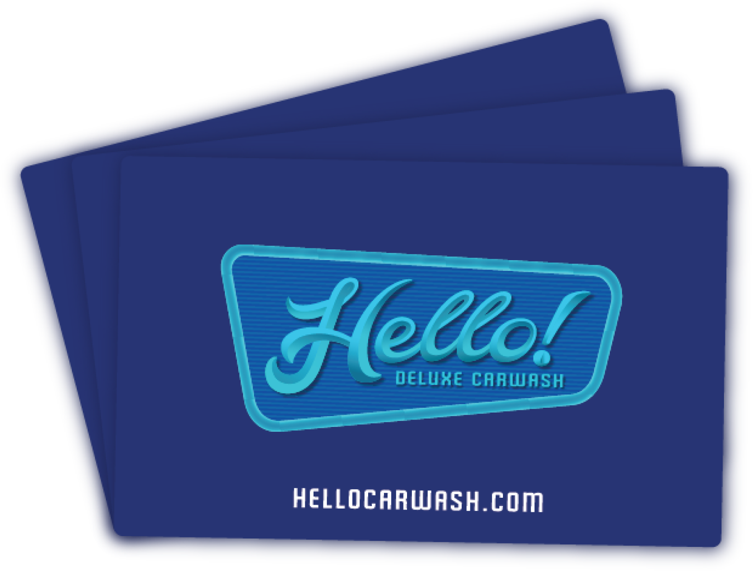 Three blue Hello! Deluxe Carwash gift cards.