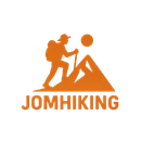 JomHiking – Discover guided hiking adventures across Malaysia. JomHiking logo featuring an orange silhouette of a hiker climbing a mountain with the sun in the background.