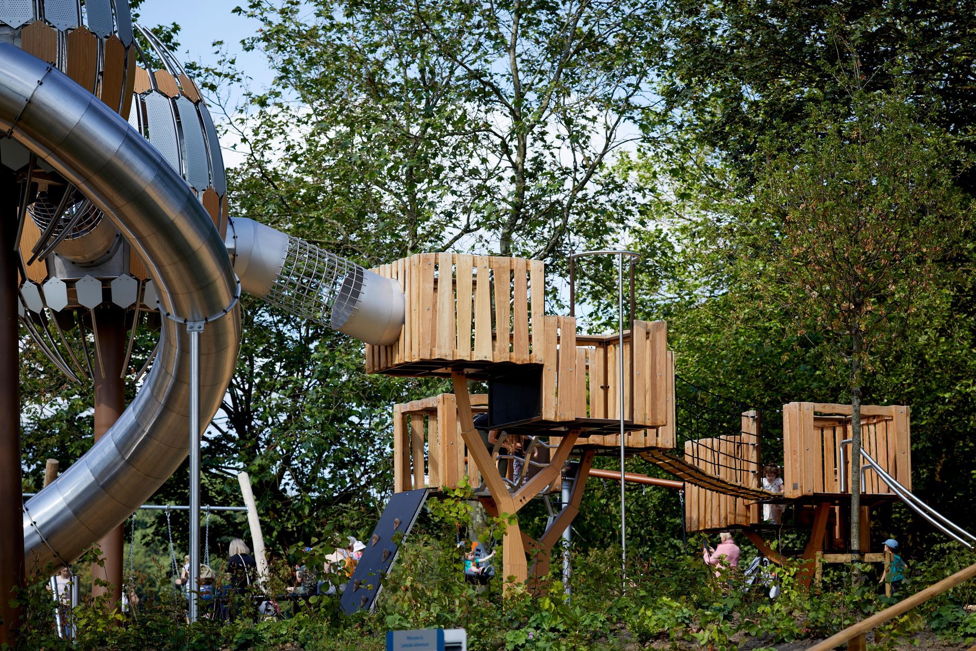 Seed pod play structures built by Massey & Harris for Davies White & Manchester City Council | Heaton Park nature play
