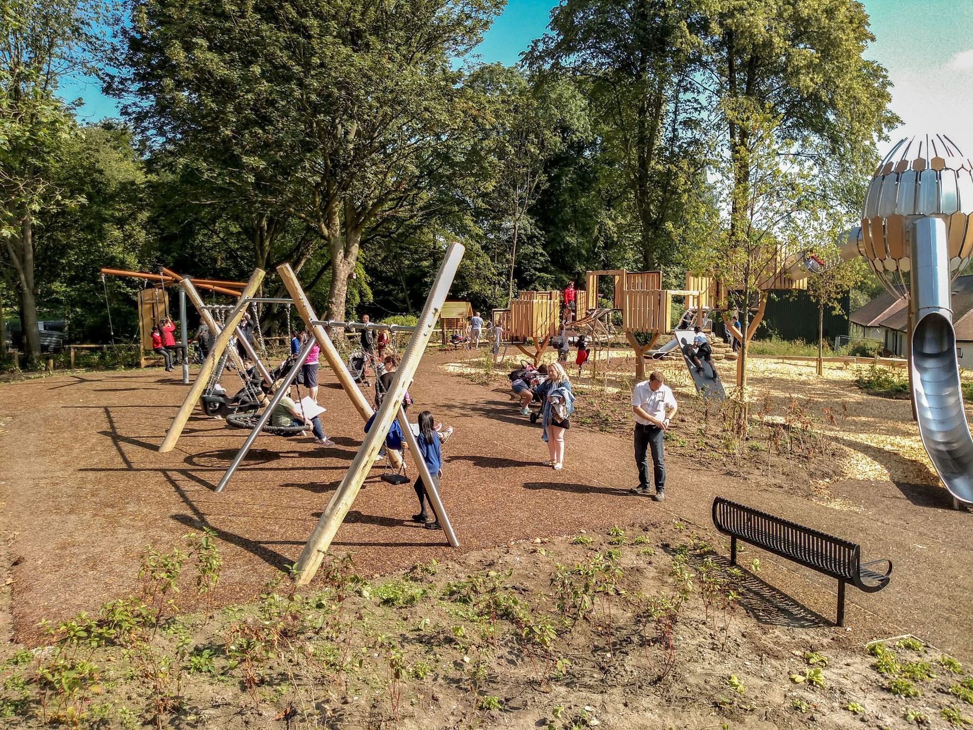 accessible swings designed by Davies White & Manchester City Council | Heaton