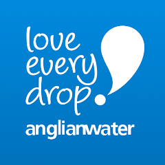 Blue logo for Anglian Water with the words