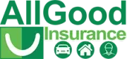 A logo for all good insurance with a car , house , and worker icons.