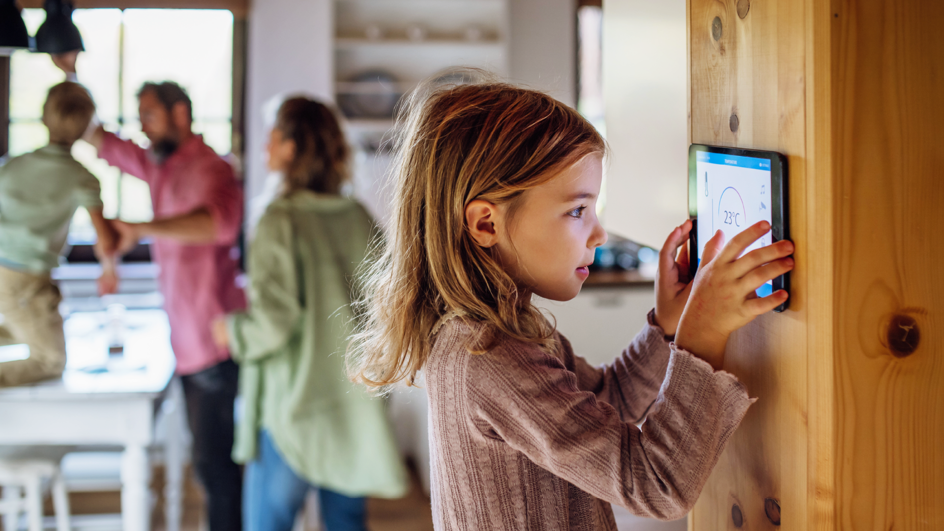 A child using a home tablet