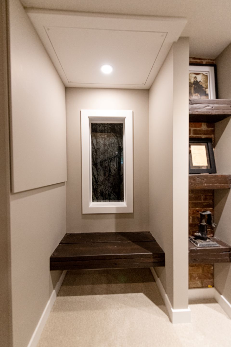 custom seating area in basement