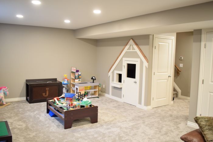 custom kids area in basement