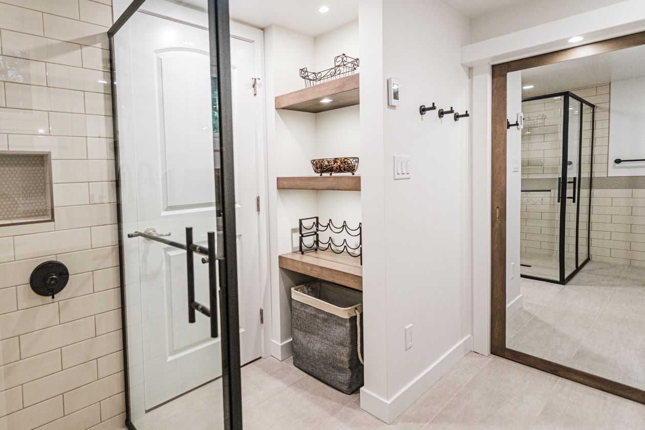 custom shelving in bathroom