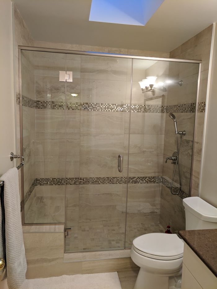 walk in shower with glass doors