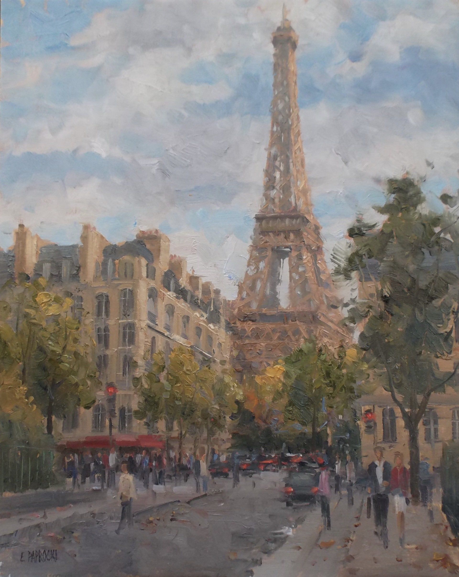 A painting of the eiffel tower in paris
