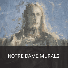 A painting of jesus with the words notre dame murals below it