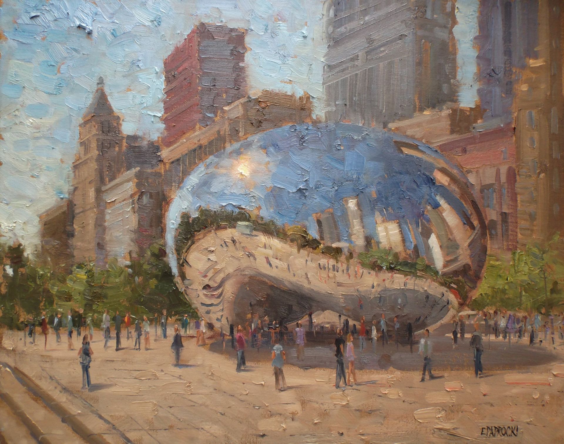 It is a painting of the bean in chicago.