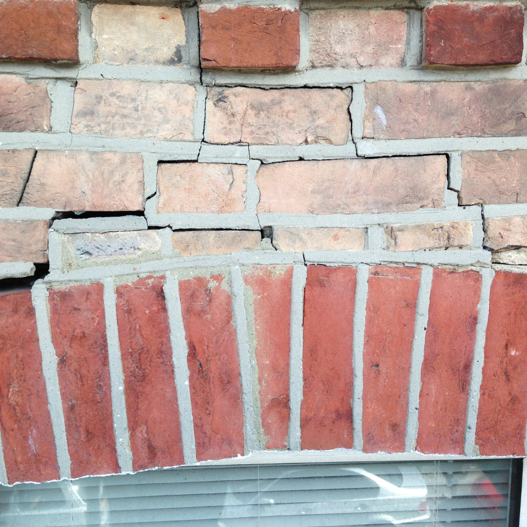 Cracked brick lintel repair in Evergreen Park, IL.