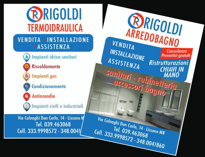 Volantino servizi di una ditta di termo arredi