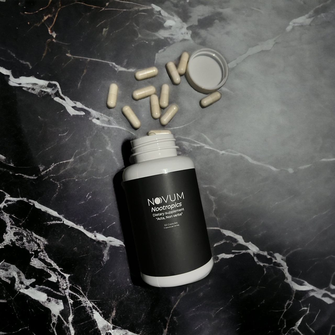 Novum nootropic bottle for focus and memory.