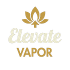 A gold lotus flower icon above the text "Elevate VAPOR" in stylized, cream-colored and gold lettering.