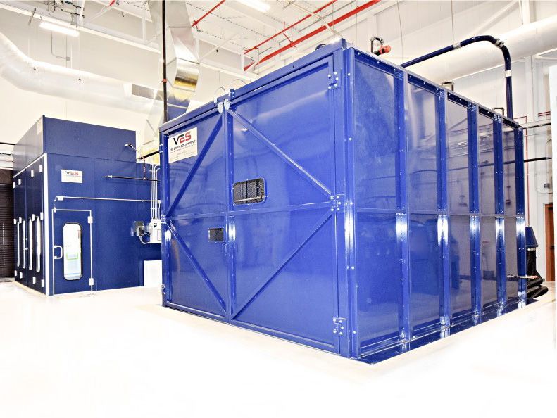Large blue VES blast enclosure.