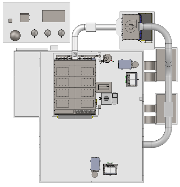 Industrial dust collection and sandblasting equipment, dark blue.