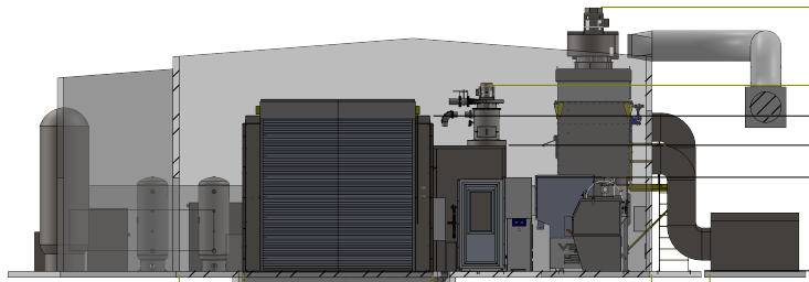 Dust collector with a platform and ladder.