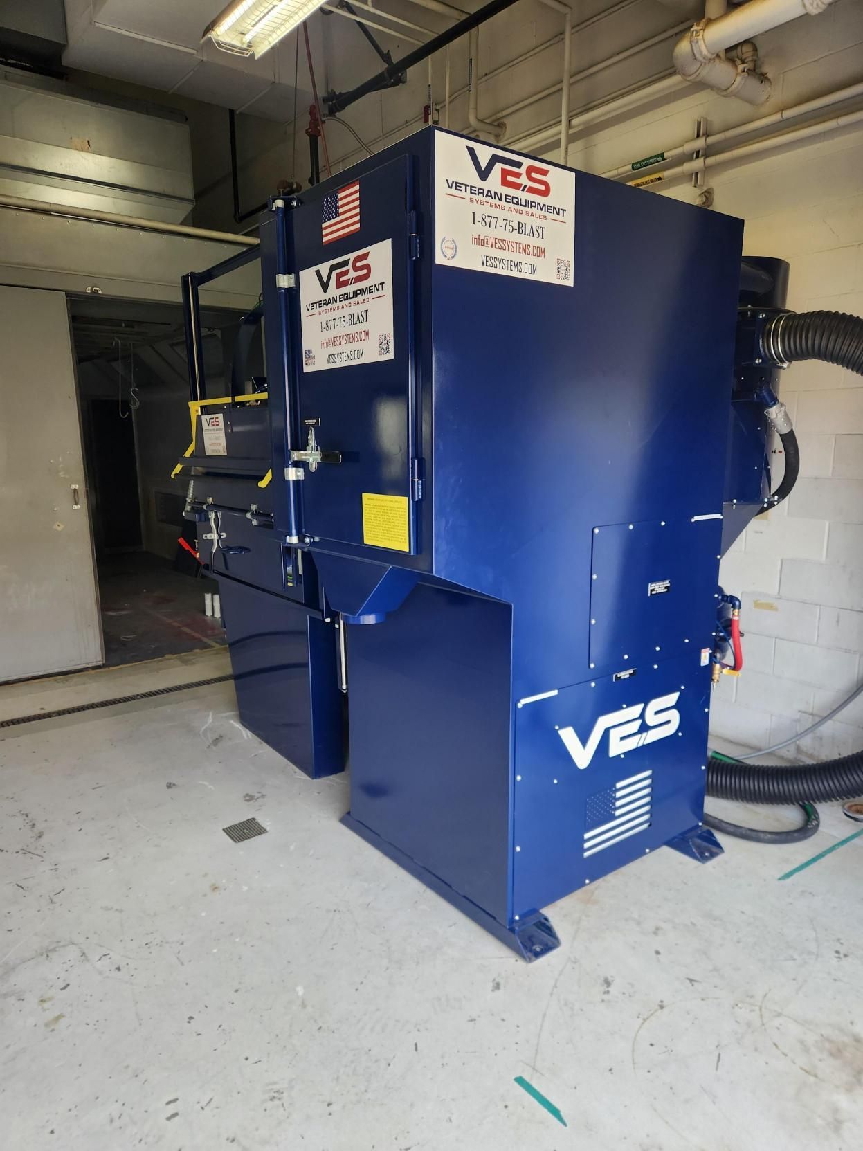 Blue industrial machine with 