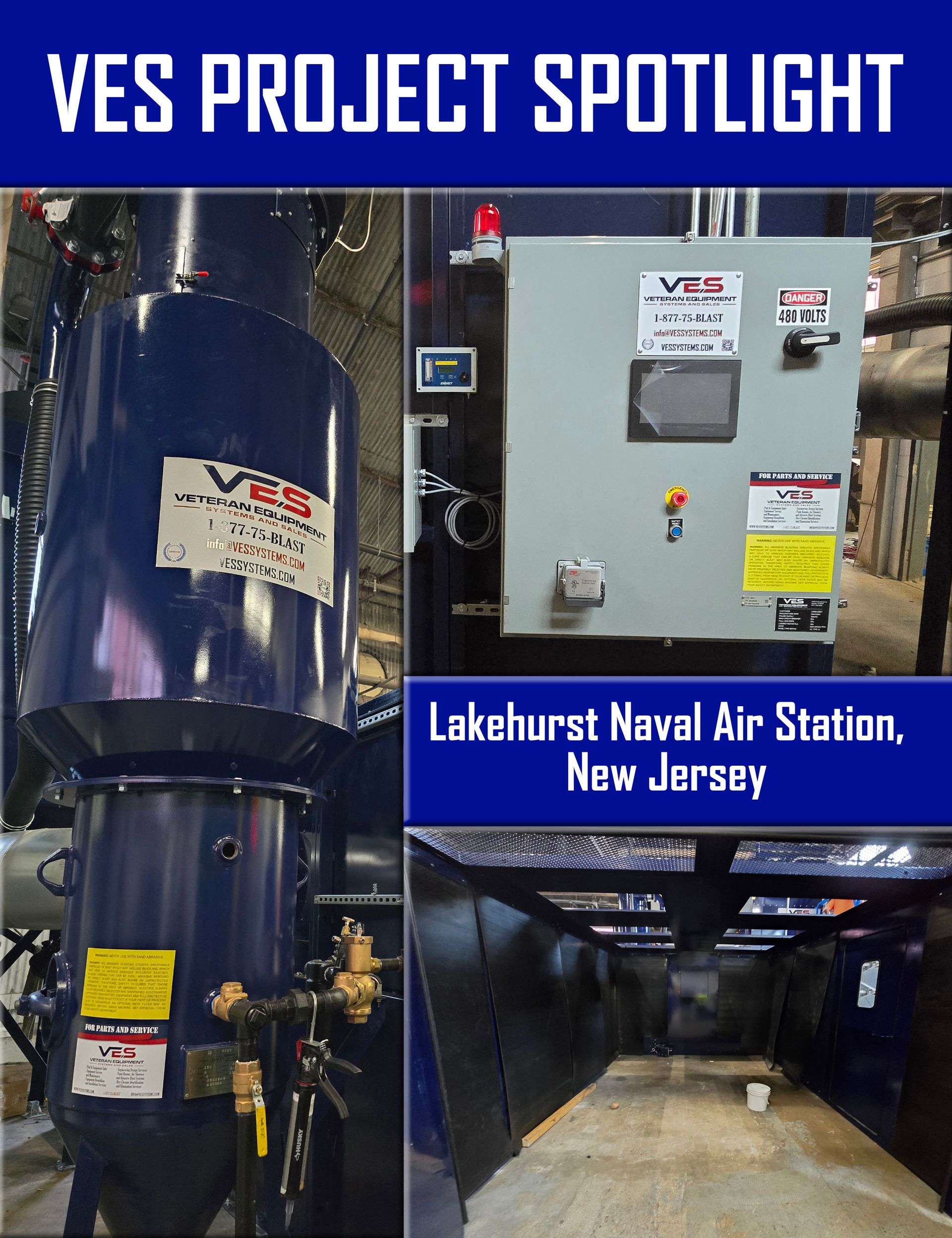 VES project at Lakehurst Naval Air Station, New Jersey. Dark blue industrial equipment.