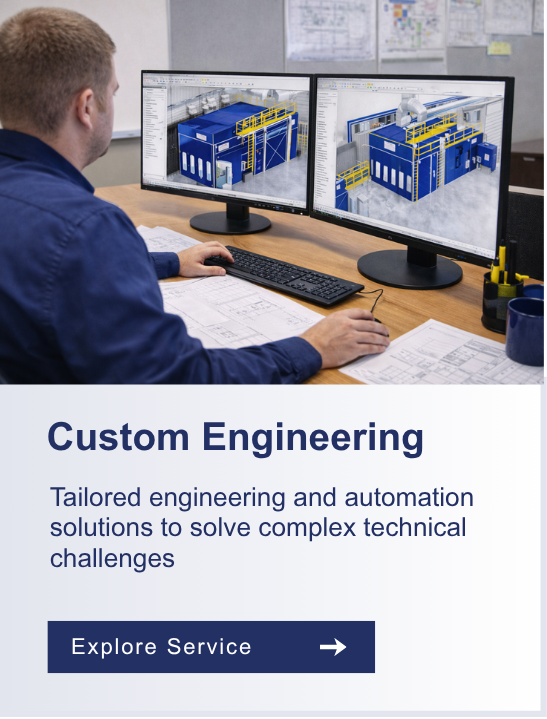 High Density Particle Separation system with blue frame, yellow ladder, and media recovery equipment.