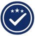 Quality approval icon with stars and check mark