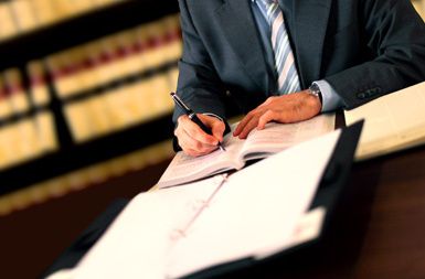 Professional lawyer preparing document of a case