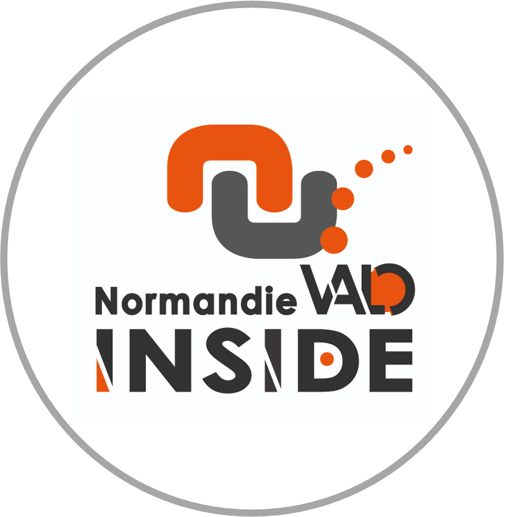 Un logo Normandie Valo Inside de pour Normandie Valo avec un cercle autour.
