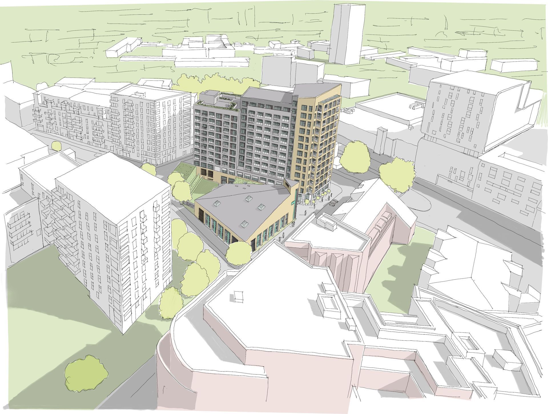 Woolwich Congregational Sketch bird's-eye view