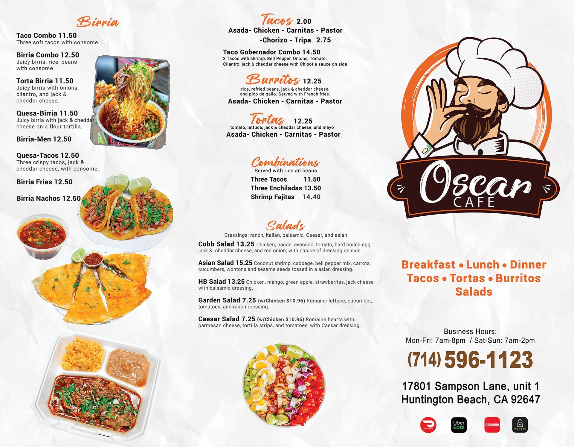 Oscar Cafe Menu page 1