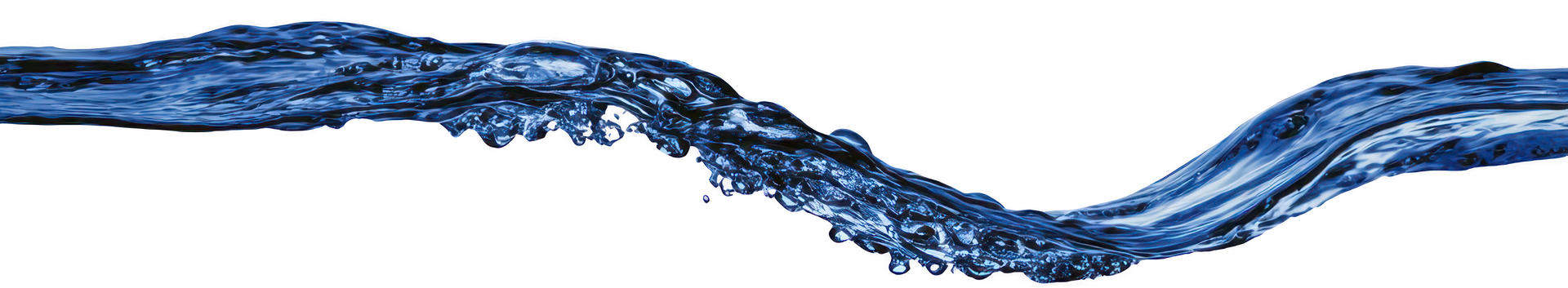 Blue water splash with droplets, against a white background.