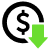 A dollar sign in a circle with a green arrow pointing down.