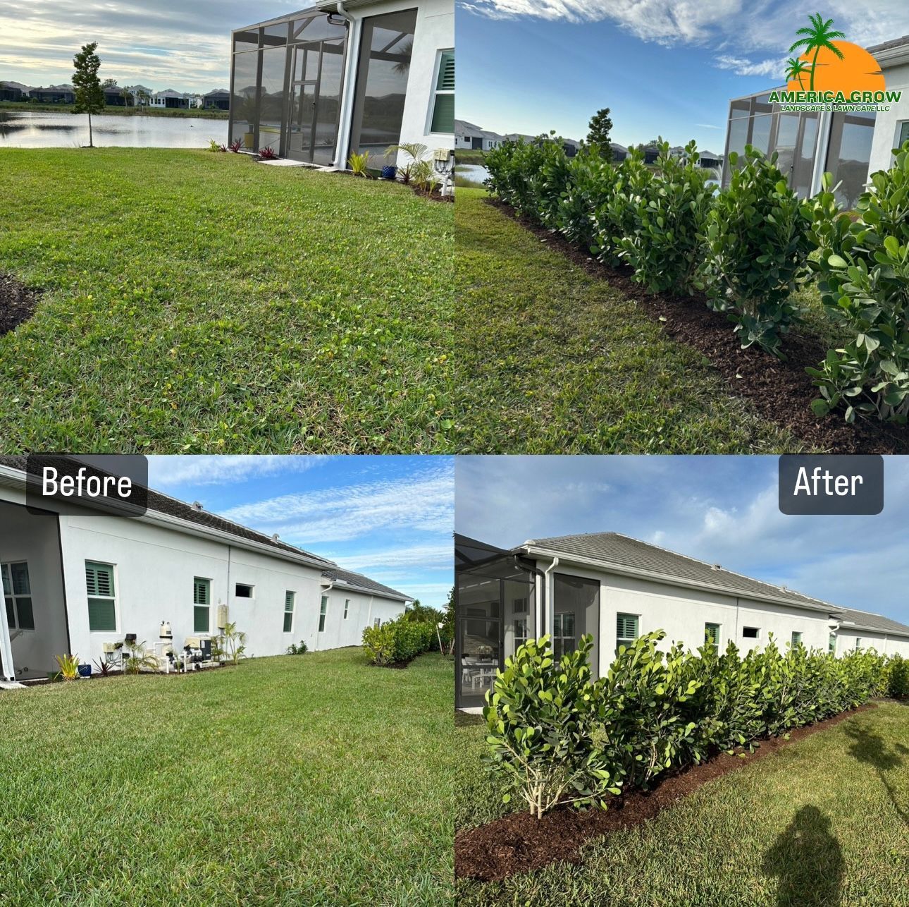 Before and after of landscaping service.