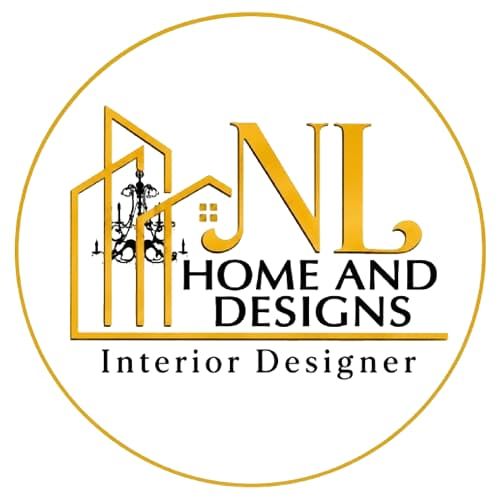 JN Home and Designs logo with gold circle, house outline, and black text “Interior Designer”