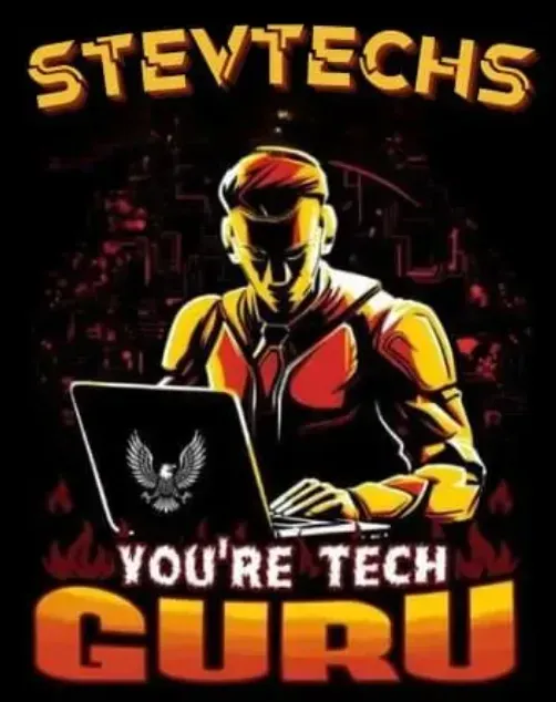 Logo of a tech guru at a laptop, with