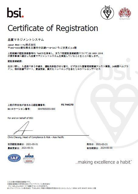 Certificate of Registration ISO