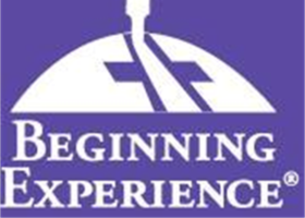 a purple and white logo for beginning experience