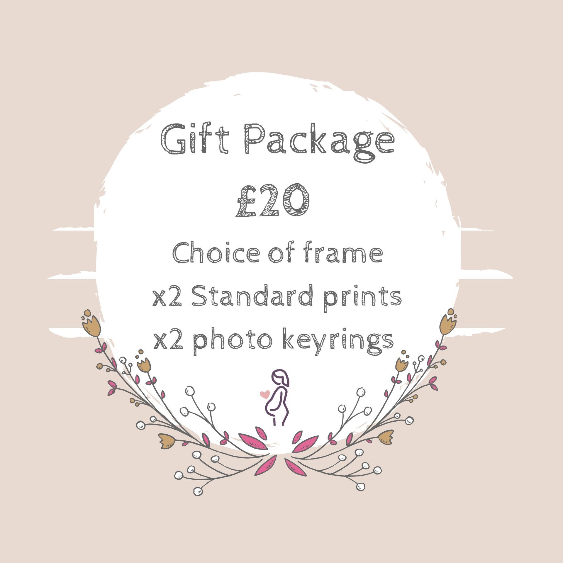 A gift package with a choice of frame , standard prints , and photo keyrings.