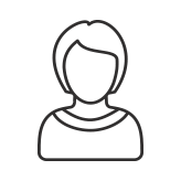 A line drawing of a woman without a face.