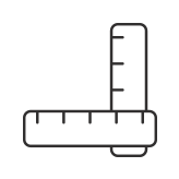 A line drawing of a ruler on a white background.