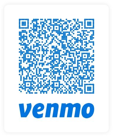 A blue and white qr code for venmo on a white background.