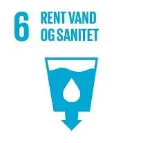 Et blåt ikon af et glas vand med en pil, der peger nedad.