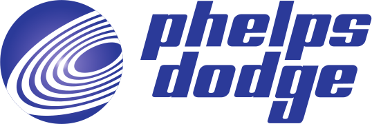 Logo for Phelps Dodge: Blue oval with concentric lines, and the words 