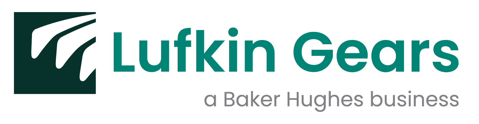 Logo for Lufkin Gears, a Baker Hughes business: teal text and graphic on white.
