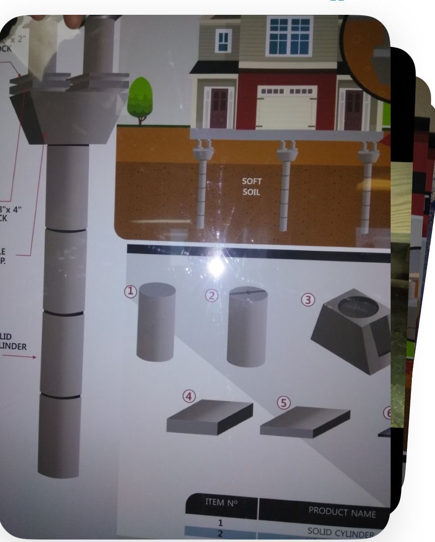 A drawing of a house and a concrete pillar