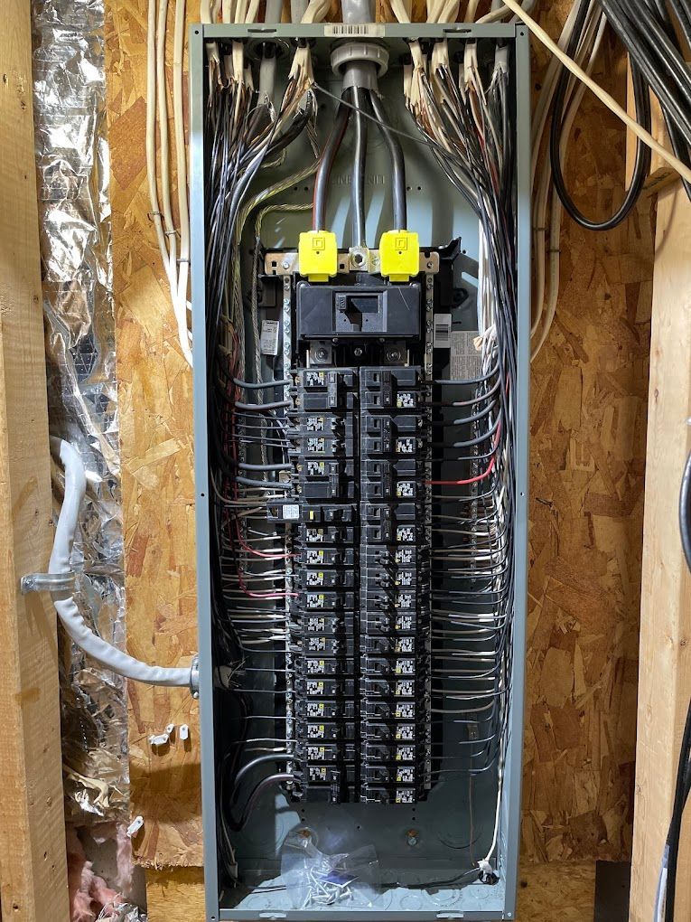 A close up of a electrical panel in a house.