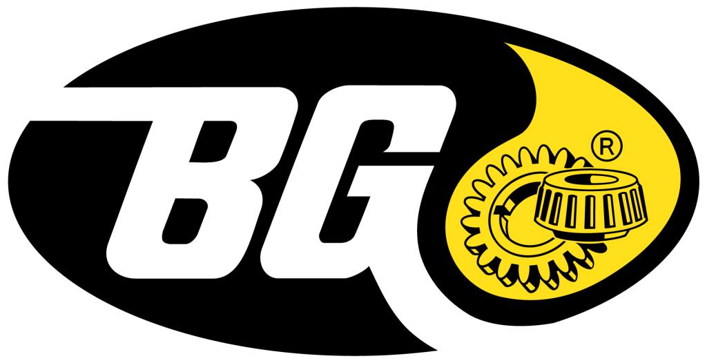 A black and yellow logo for a company called bg