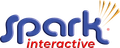 A blue and red logo for spark interactive
