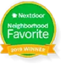 A green and yellow badge that says `` nextdoor neighborhood favorite ''.